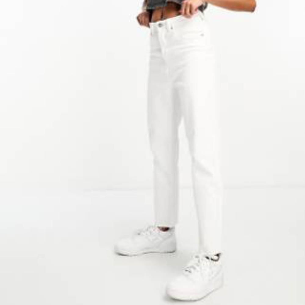BUNDLE Stradivarius Petite slim mom jean with stretch washed blue white Size 6 - Picture 3 of 11